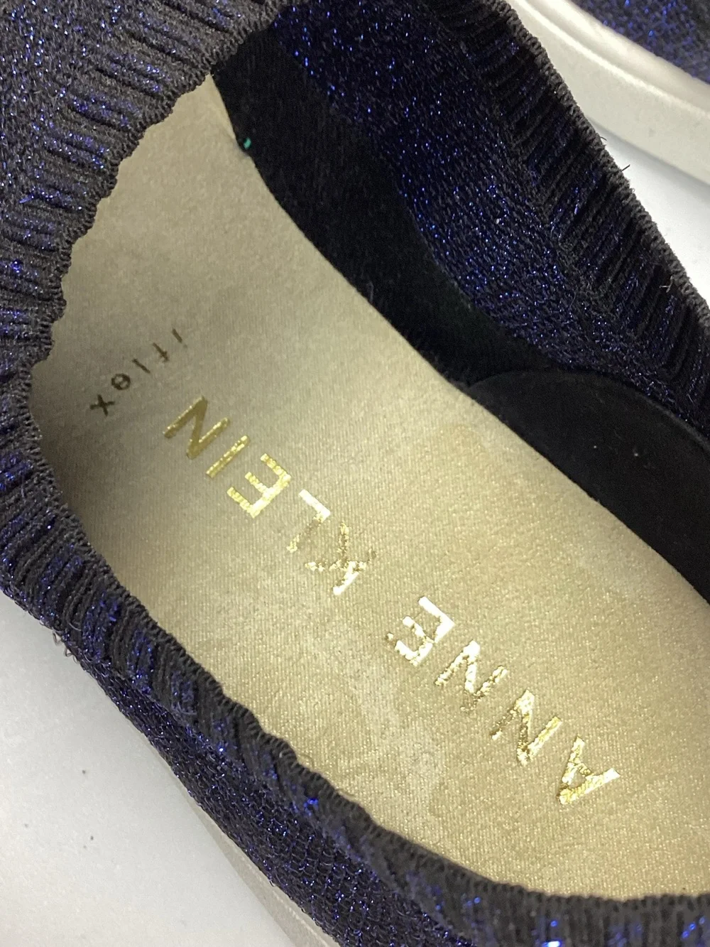 Anne Klein Blue Wiley Sparkle Sock Slip On Shoes Sneakers Size 10